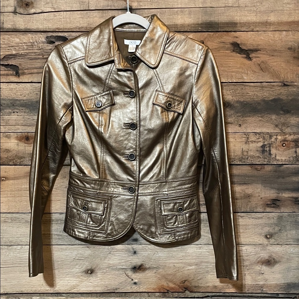 Cache Metallic Leather Jacket - image 1